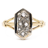 Anello vintage in oro 14k con diamanti taglio rosetta, anni '50