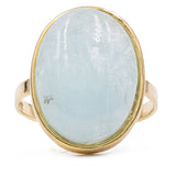 Anello vintage in oro giallo 8k con acquamarina milk cabochon, anni '70