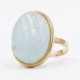 Anello vintage in oro giallo 8k con acquamarina milk cabochon, anni '70