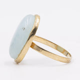 Anello vintage in oro giallo 8k con acquamarina milk cabochon, anni '70
