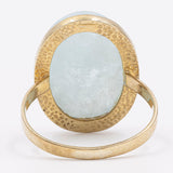 Anello vintage in oro giallo 8k con acquamarina milk cabochon, anni '70