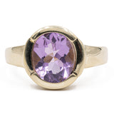 Anello vintage da cocktail in oro 8k con ametista, anni '70
