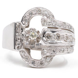 Anello vintage in oro bianco 18k con diamanti (0,50ctw), anni '40/'50