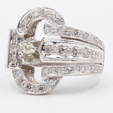 Anello vintage in oro bianco 18k con diamanti (0,50ctw), anni '40/'50