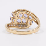 Anello in oro giallo 9k con tanzaniti (1,20ct) e diamanti (0,16ct)