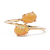 Anello vintage "bypass" in oro 9k e opali, 1989