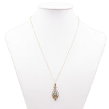 Collana vintage in oro 9k con topazio azzurro