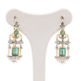 Orecchini vintage in oro giallo 18k con smeraldi (1,60ctw) e diamanti (0,60ctw), anni '60