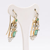 Orecchini vintage in oro giallo 18k con smeraldi (1,60ctw) e diamanti (0,60ctw), anni '60