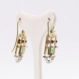 Orecchini vintage in oro giallo 18k con smeraldi (1,60ctw) e diamanti (0,60ctw), anni '60