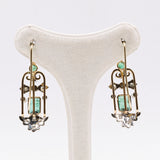 Orecchini vintage in oro giallo 18k con smeraldi (1,60ctw) e diamanti (0,60ctw), anni '60