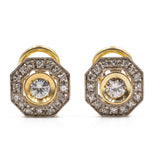 Orecchini vintage in oro giallo 18k con diamanti (0,70ctw), anni '70