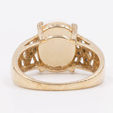 Anello vintage in oro 9k con opale cabochon (2ct) e diamanti , anni '80
