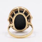 Anello vintage in oro giallo 14k con cammeo su agata, anni '70