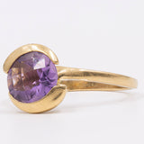 Anello vintage in oro giallo 18k con ametista, anni '70