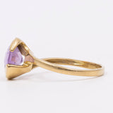 Anello vintage in oro giallo 18k con ametista, anni '70