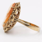 Anello vintage in oro giallo 8k con cammeo su conchiglia, anni '60