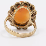 Anello vintage in oro giallo 8k con cammeo su conchiglia, anni '60