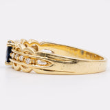 Anello vintage in oro giallo 18K con zaffiro (0.30ct ca.) e diamanti (0.08ctw ca.), anni '70