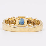 Anello vintage in oro giallo 18K con zaffiro (0.30ct ca.) e diamanti (0.08ctw ca.), anni '70