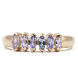 Anello vintage in oro giallo 9K con tanzaniti di taglio marquise (0.30ctw ca.)