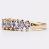 Anello vintage in oro giallo 9K con tanzaniti di taglio marquise (0.30ctw ca.)