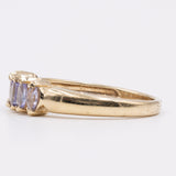 Anello vintage in oro giallo 9K con tanzaniti di taglio marquise (0.30ctw ca.)