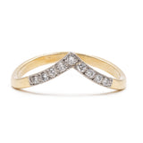 Anello vintage a "V" in oro giallo 14k con diamanti (0,09ctw), anni '70