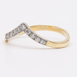 Anello vintage a "V" in oro giallo 14k con diamanti (0,09ctw), anni '70