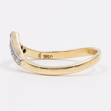 Anello vintage a "V" in oro giallo 14k con diamanti (0,09ctw), anni '70