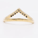 Anello vintage a "V" in oro giallo 14k con diamanti (0,09ctw), anni '70