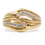 Anello vintage in oro giallo 18k e diamanti, anni '70