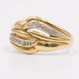 Anello vintage in oro giallo 18k e diamanti, anni '70