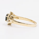 Anello vintage in oro giallo 18k con zaffiro (0,50ct) e diamanti, anni '70