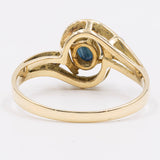 Anello vintage in oro giallo 18k con zaffiro (0,50ct) e diamanti, anni '70
