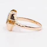Anello vintage a fiocco in oro giallo 18K con diamante taglio rosa, anni '50