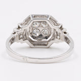Anello antico in oro bianco 18k con diamanti (0,17ctw), anni '30
