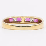 Anello vintage in oro 14k con rubini e diamanti