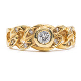 Anello vintage in oro giallo 14K con diamanti (0.16ctw ca.), anni '70