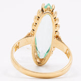 Anello vintage da cocktail in oro giallo 18K con spinello sintetico verde, anni '70