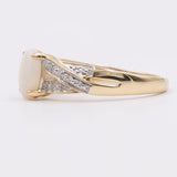 Anello vintage in oro giallo 14k con opale (0,70ct) e diamanti, anni '80