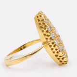 Anello vintage a navette in oro giallo 20k con diamanti (0,90ctw), anni '70