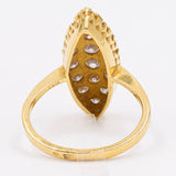 Anello vintage a navette in oro giallo 20k con diamanti (0,90ctw), anni '70