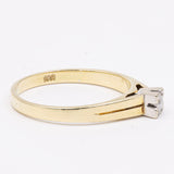 Anello solitario vintage in oro 14k con diamante (0,06ct), anni '70