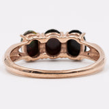 Anello vintage in oro rosa 9K con ammoliti e diamanti