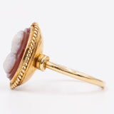 Anello vintage con cammeo su agata in oro 18K, anni '60