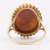 Anello vintage in oro giallo 9k con cammeo su conchiglia, anni '60