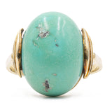 Anello vintage in oro giallo 14K con turchese, anni '50