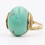 Anello vintage in oro giallo 14K con turchese, anni '50
