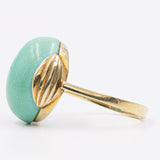Anello vintage in oro giallo 14K con turchese, anni '50